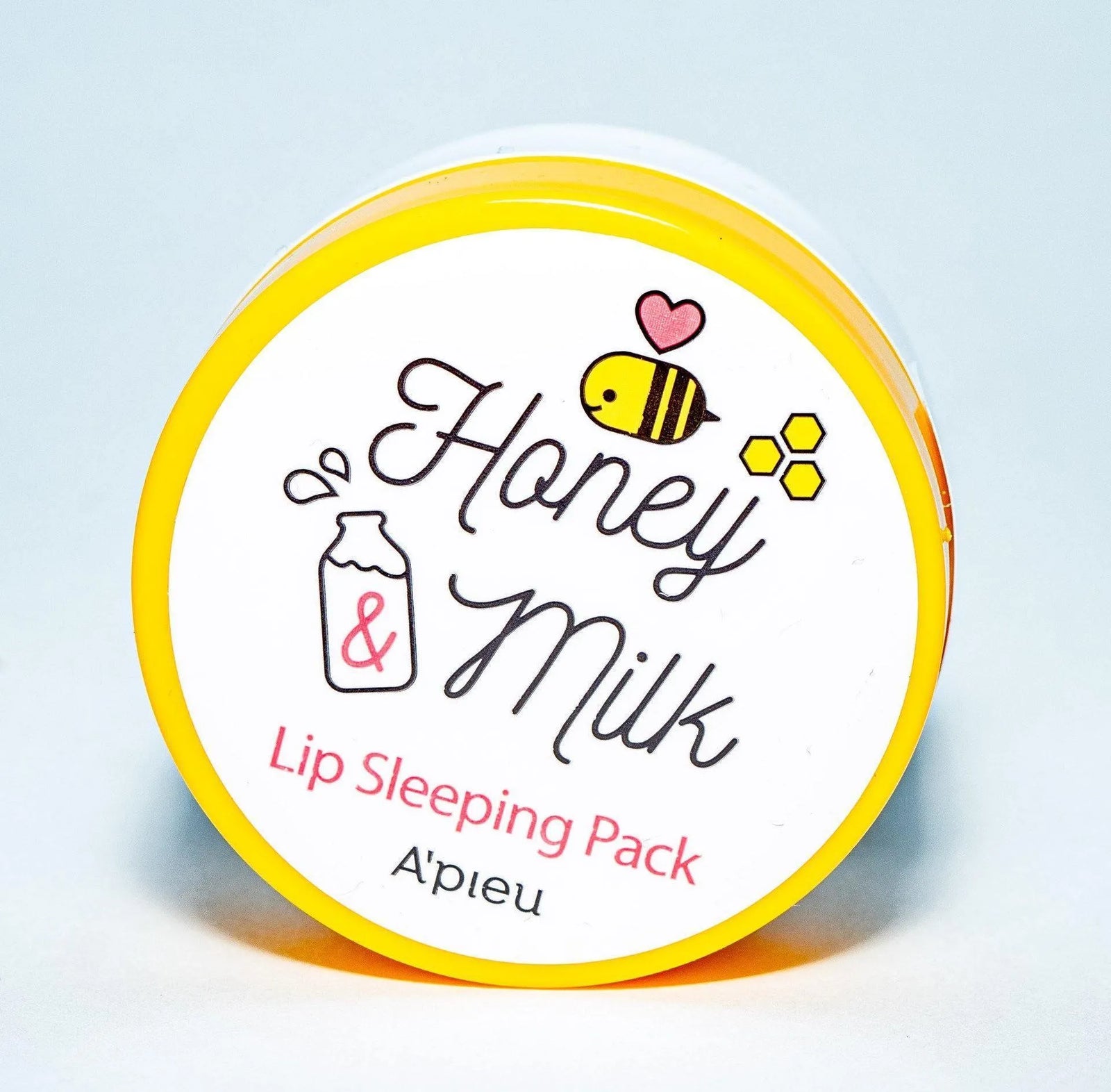 A'Pieu Honey & Milk Lip Sleeping Pack Korean skincare product with yellow lid, Me Time Groningen
