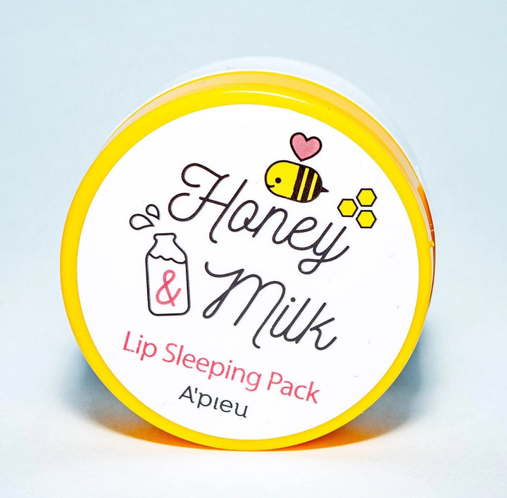 A'Pieu Honey & Milk Lip Sleeping Pack Korean skincare product with yellow lid, Me Time Groningen