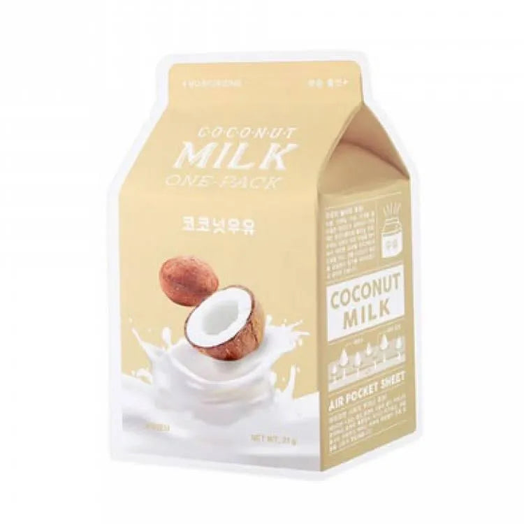 A'Pieu Milk One Pack Coconut Korean sheet mask in milk carton packaging, sold at Me Time Groningen.
