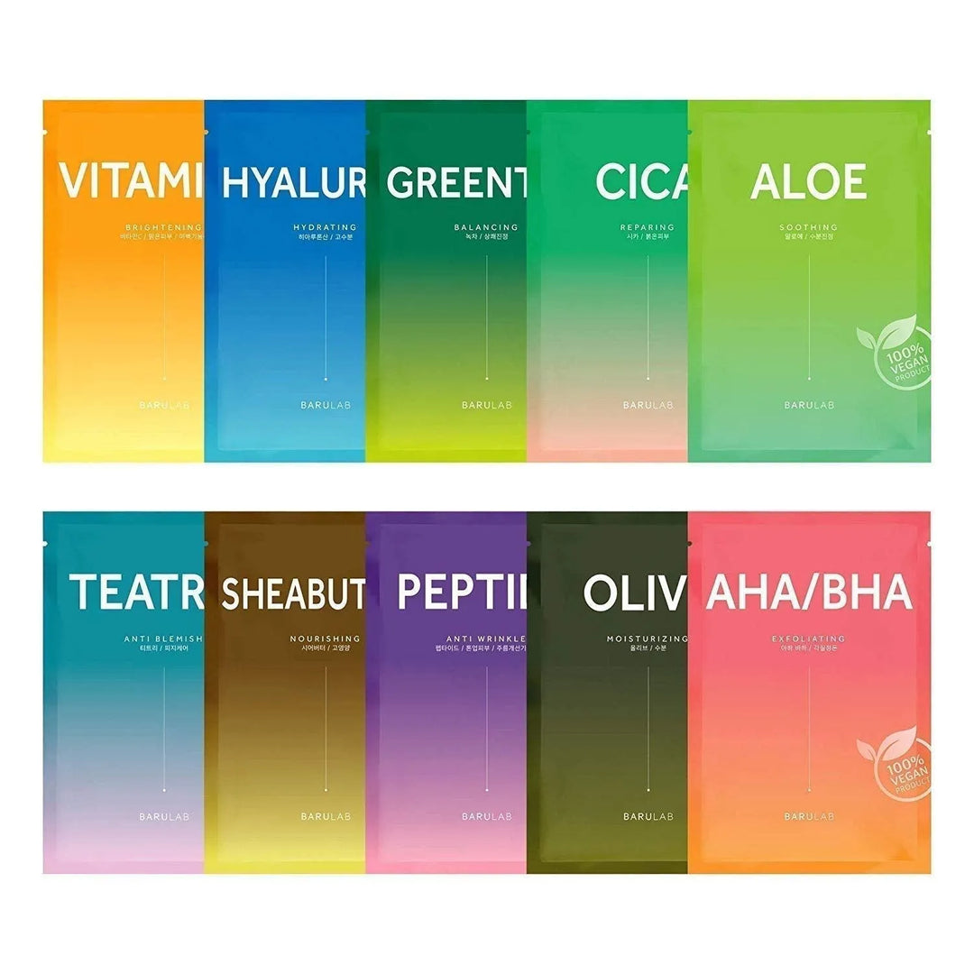 Barulab The Clean Vegan Mask range, colorful Korean skincare sheet masks, Me Time Groningen