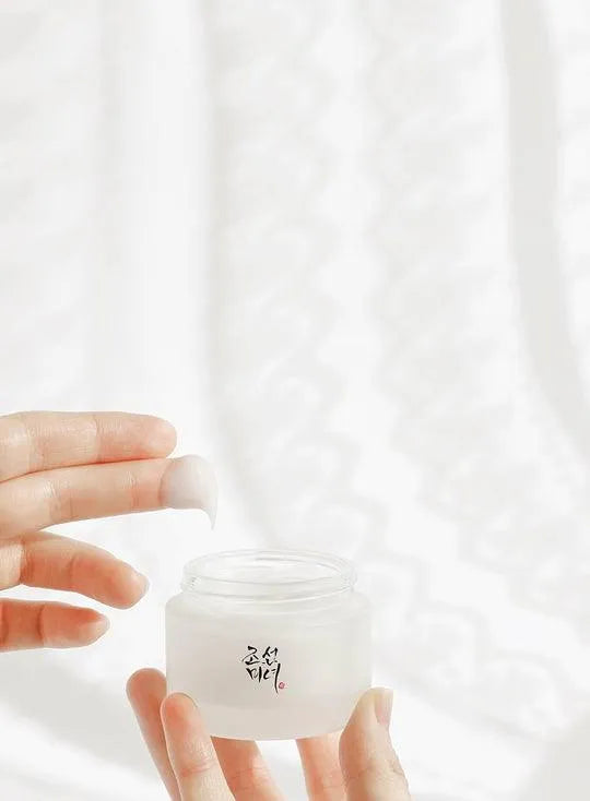 Hand holding Beauty of Joseon Dynasty Cream jar, Korean skincare at Me Time Groningen
