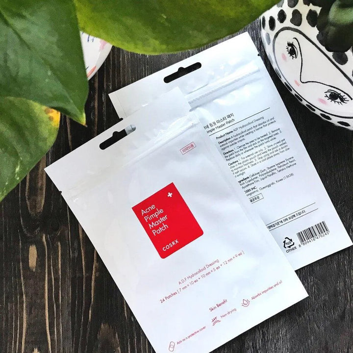 COSRX Acne Pimple Master Patch Korean skincare product on dark wood at Me Time Groningen