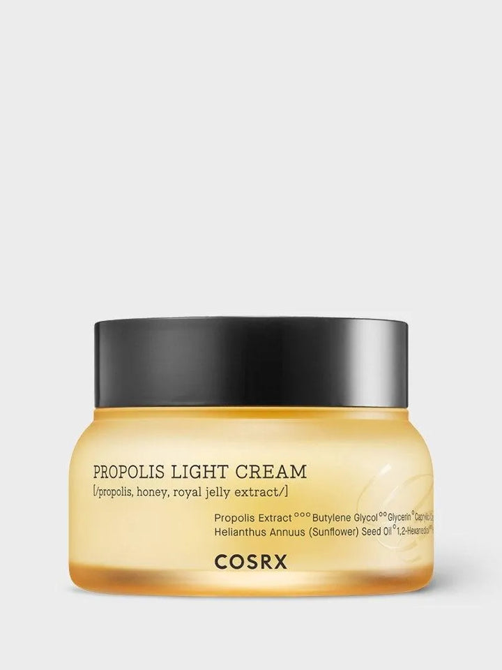 COSRX Propolis Light Cream jar, Korean skincare product on white background, Me Time Groningen