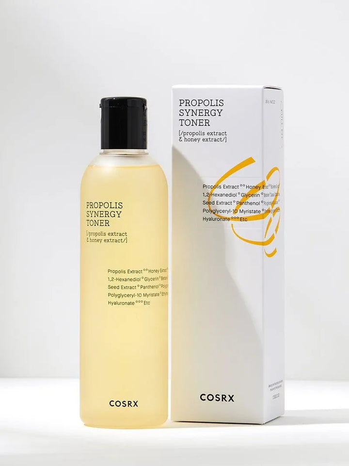 COSRX Propolis Synergy Toner bottle and box, Korean skincare product at Me Time Groningen
