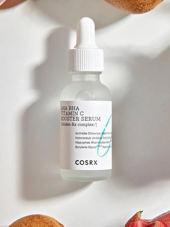 COSRX AHA BHA Vitamin C Booster Serum bottle on white background, Korean skincare at Me Time Groningen.