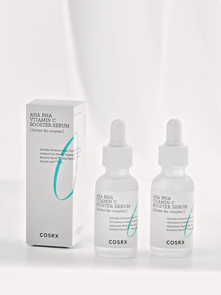COSRX AHA BHA Vitamin C Booster Serum bottles and box, Korean skincare product at Me Time Groningen