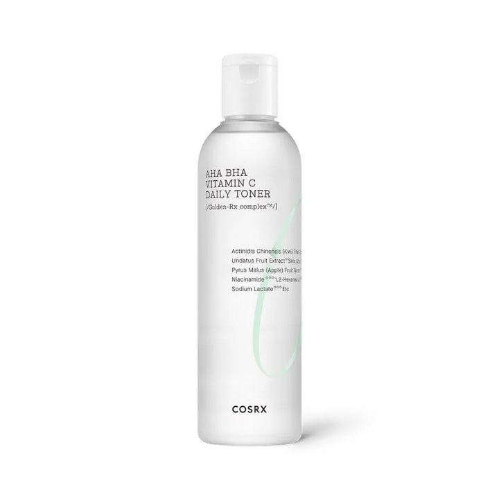 COSRX AHA BHA Vitamin C Daily Toner bottle on white background, Korean skincare at Me Time Groningen.