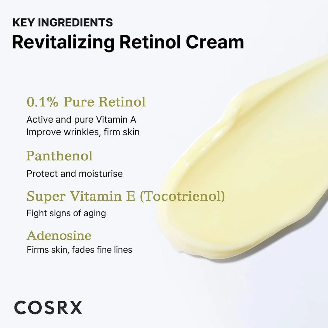 COSRX The Retinol 0.1 Cream key ingredients, Korean skincare at Me Time Groningen.