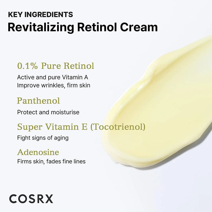 COSRX The Retinol 0.1 Cream key ingredients, Korean skincare at Me Time Groningen.
