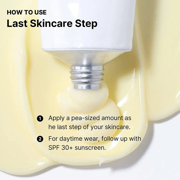 COSRX The Retinol 0.1 Cream tube dispensing yellow cream on surface, Korean skincare instructions visible.