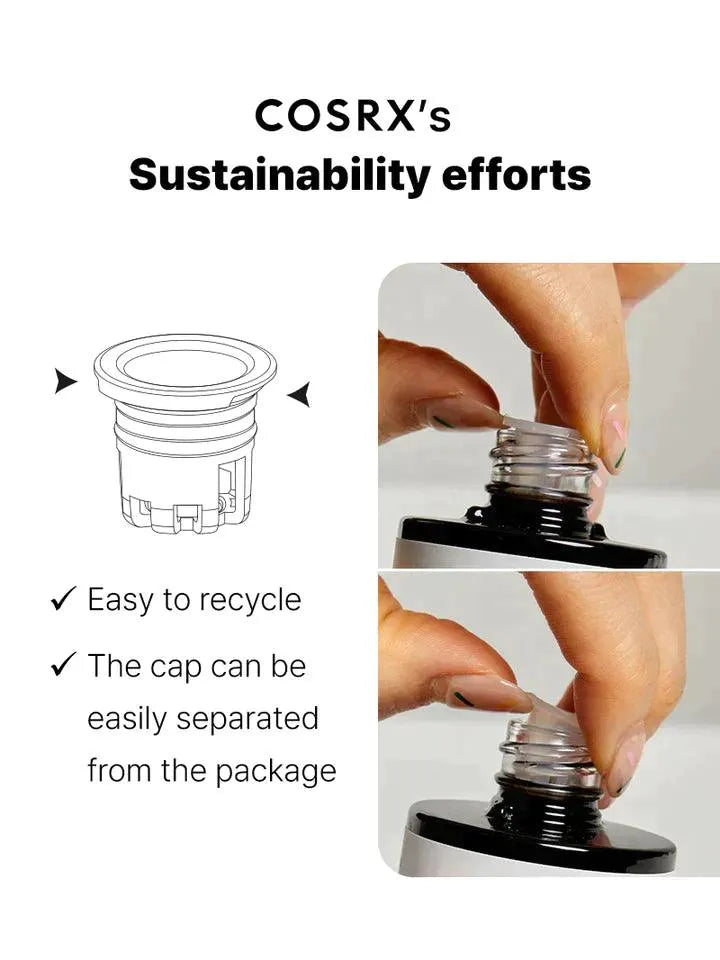 COSRX sustainability efforts, easy to recycle cap, Korean skincare at Me Time Groningen