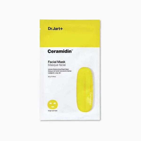 Dr.Jart+ Ceramidin facial mask yellow and white packaging, Korean skincare Nederland