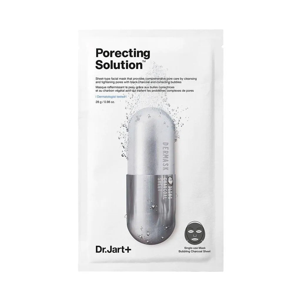 Dr. Jart Dermask Porecting Solution Korean skincare sheet mask packaging, charcoal mask product