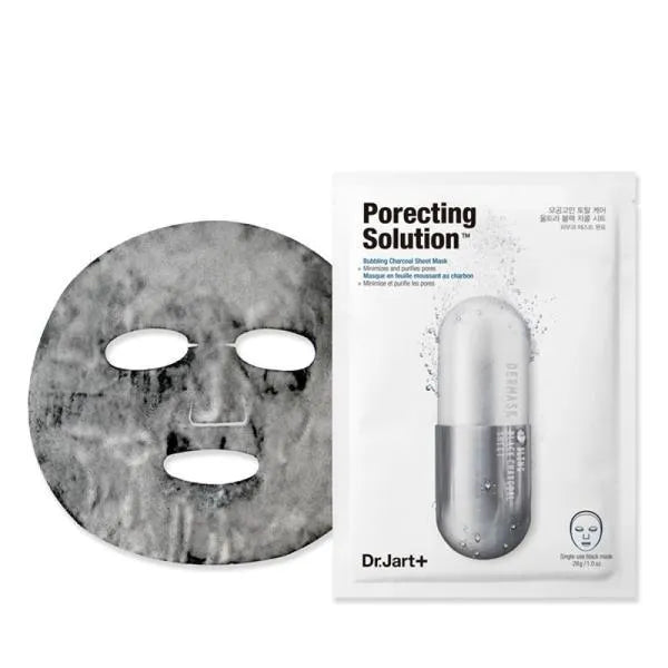 Dr. Jart+ Porecting Solution charcoal sheet mask and packaging, Korean skincare Nederland