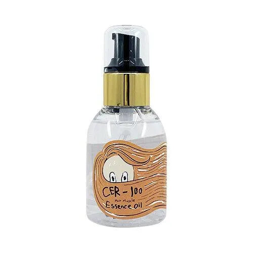 Elizavecca CER-100 Hair Muscle Essence Oil bottle with cartoon label, Korean hair care product