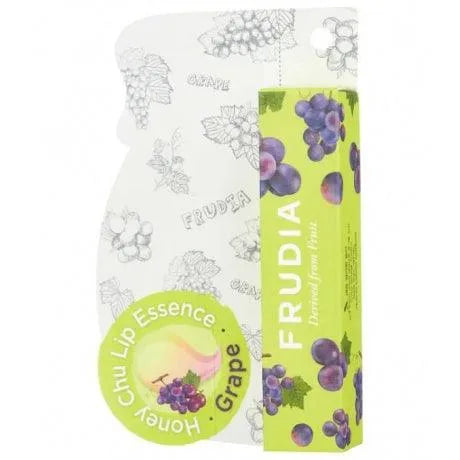 Frudia Grape Honey Chu Lip Essence packaging, Korean skincare, grape-themed, Me Time Groningen