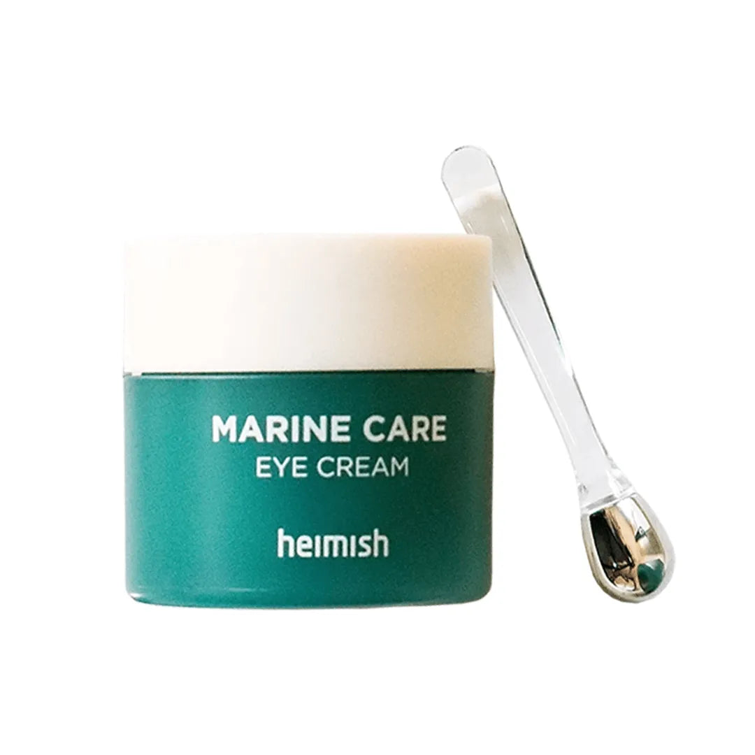 Heimish Marine Care Eye Cream jar with applicator, Korean skincare at Me Time Groningen