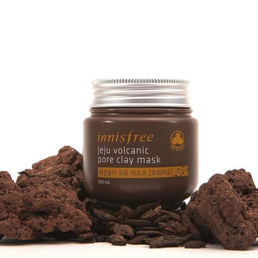 Innisfree Jeju volcanic pore clay mask jar with volcanic rocks, Korean skincare product