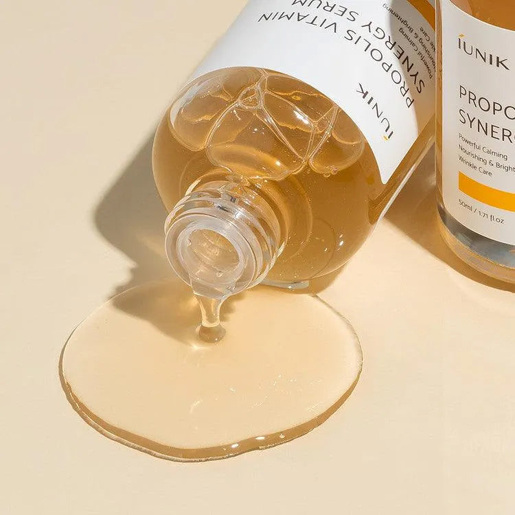 iUNIK Propolis Vitamin Synergy Serum bottle spilled, Korean skincare at Me Time Groningen
