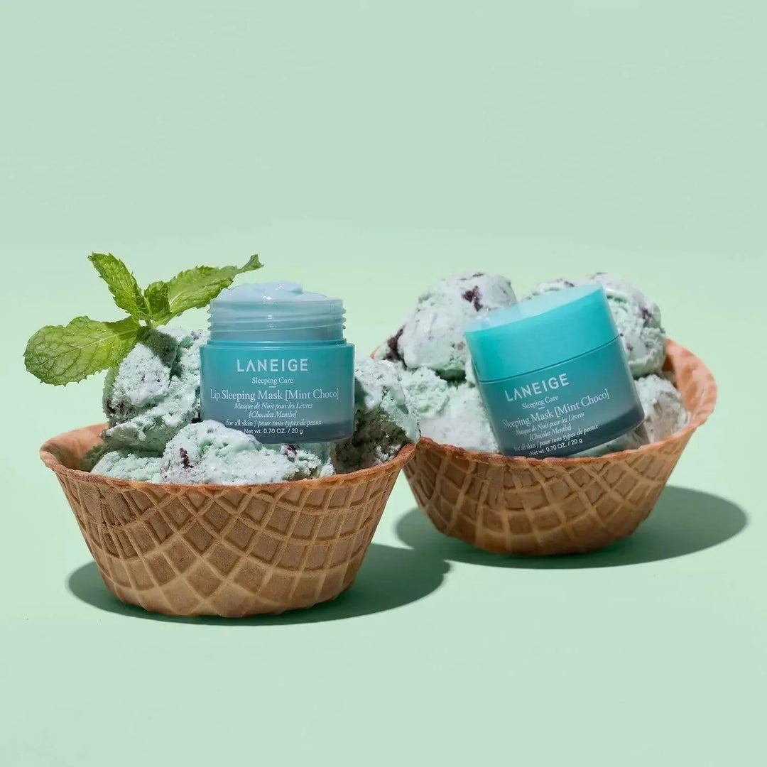 Laneige Lip Sleeping Mask Mint Choco in ice cream waffle cups, Korean skincare product