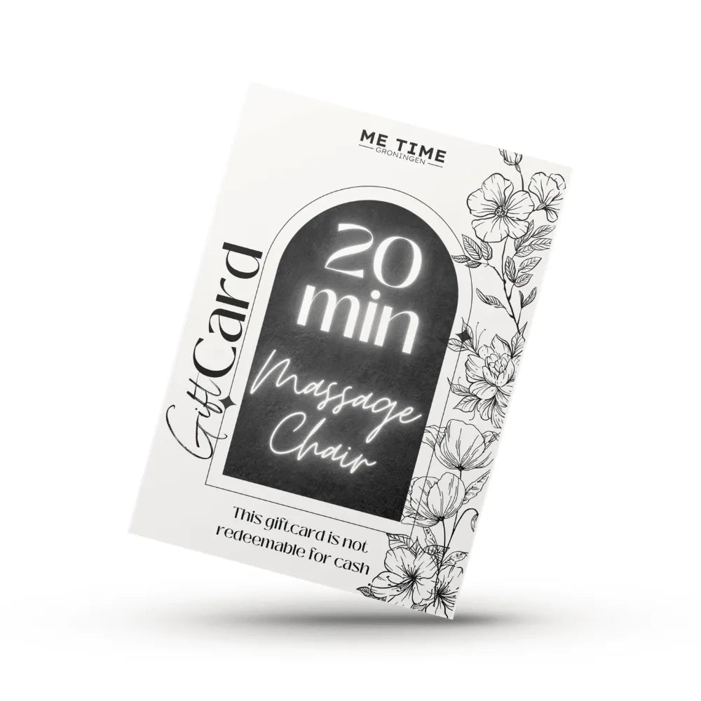 Me Time Groningen 20 minute massage chair gift card with floral design on white background