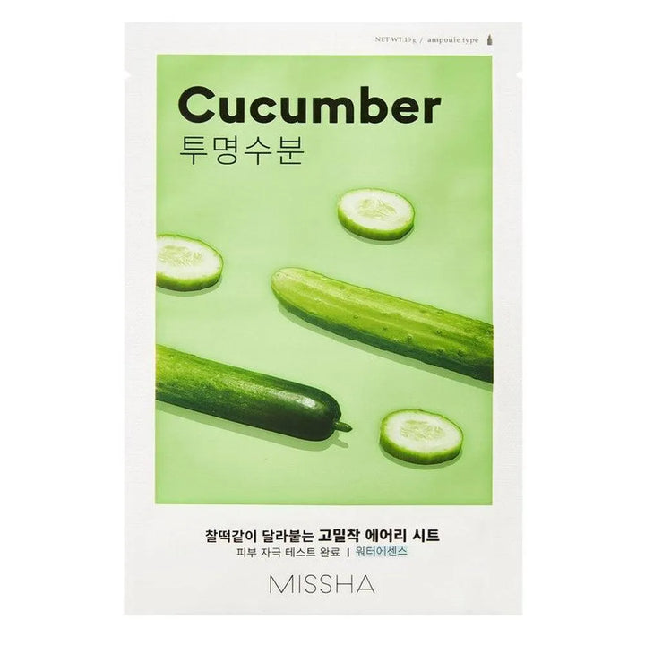 Missha Airy Fit Sheet Mask Cucumber Korean skincare pack with cucumber slices, Me Time Groningen
