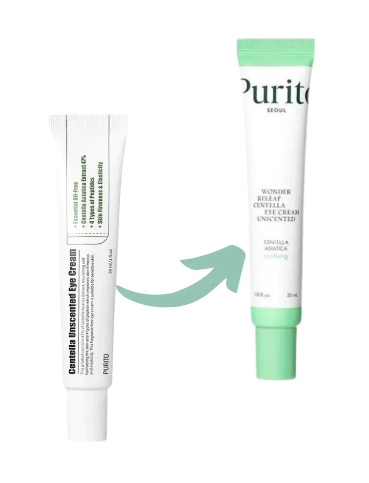 Purito Wonder Releaf Centella Eye Cream Unscented packaging change, Korean skincare Me Time Groningen