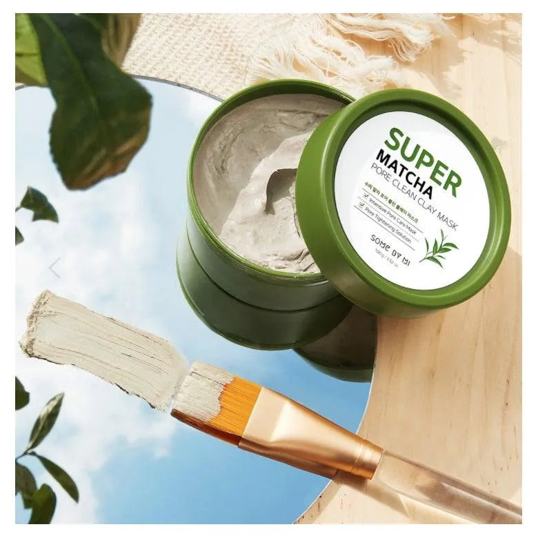 Some By Mi Super Matcha Pore Clean Clay Mask with brush, Korean skincare at Me Time Groningen