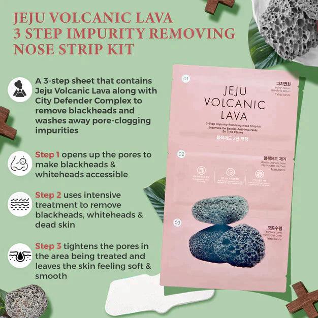 The Face Shop Jeju Vulcanic Lava 3-Step Impurity-Removing Nose Strip Kit